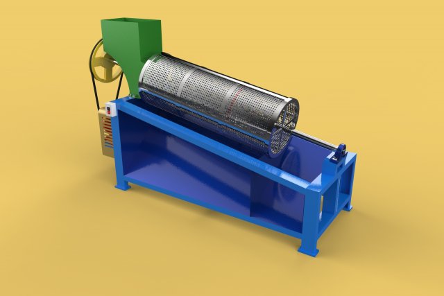 ROTARY DRUM SAND SIEVE MACHINE INDUSTRIAL SIEVING SCREENING SIEVER 3D Модель .c4d .max .obj .3ds .fbx .stl .blend 