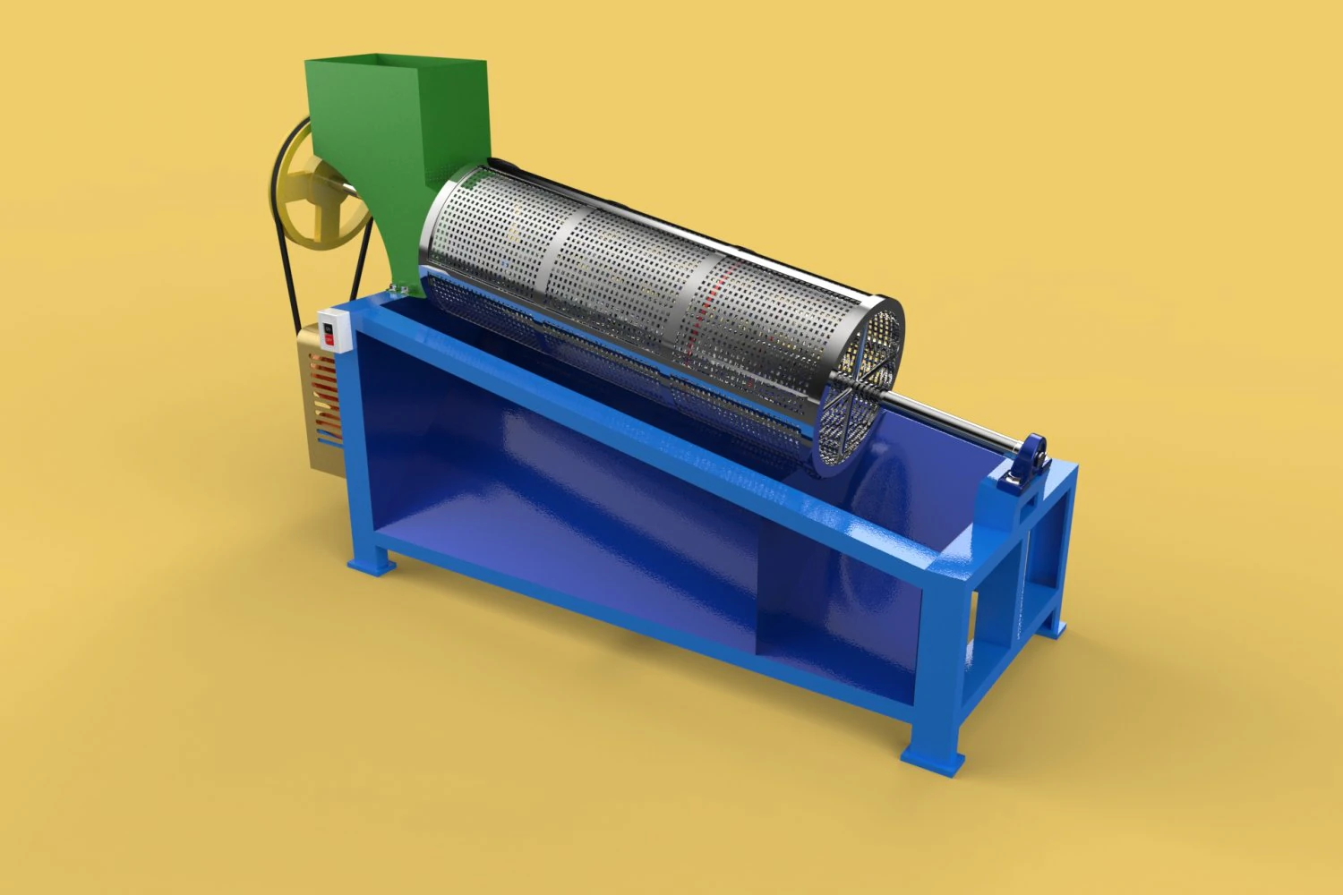 ROTARY DRUM SAND SIEVE MACHINE INDUSTRIAL SIEVING SCREENING SIEVER 3D Model .c4d .max .obj .3ds .fbx .stl .blend 
