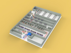 LAYOUT WORKSHOP LINE FACTORY INDUSTRIAL FLOOR PLAN PRODUCTION 3Dモデル