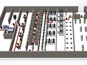 LAYOUT WORKSHOP LINE FACTORY INDUSTRIAL FLOOR PLAN PRODUCTION 3D 模型