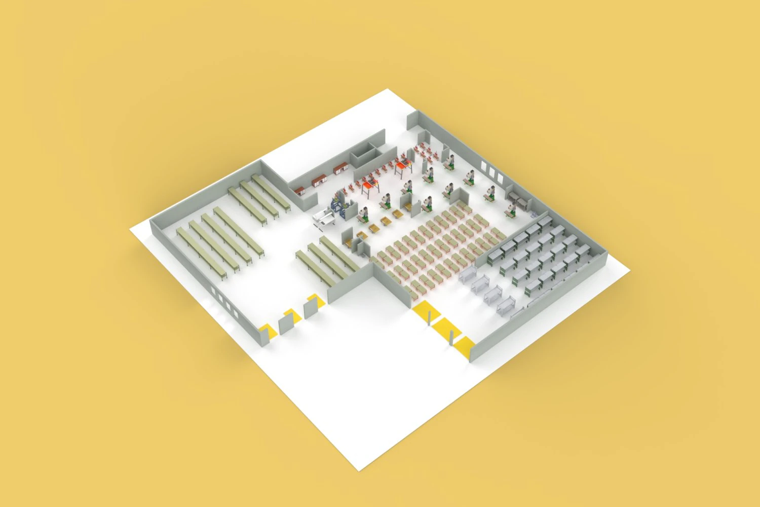 EQUIPMENT LAYOUT WORKSHOP LINE FACTORY INDUSTRIAL FLOOR PLAN 3D Model .c4d .max .obj .3ds .fbx .stl .blend 