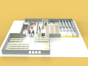 EQUIPMENT LAYOUT WORKSHOP LINE FACTORY INDUSTRIAL FLOOR PLAN Modelo 3D