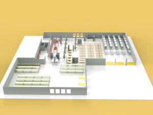 EQUIPMENT LAYOUT WORKSHOP LINE FACTORY INDUSTRIAL FLOOR PLAN 3D Model