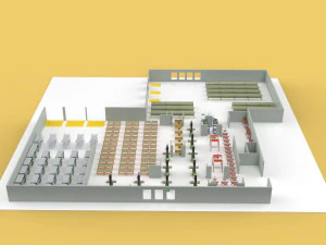 EQUIPMENT LAYOUT WORKSHOP LINE FACTORY INDUSTRIAL FLOOR PLAN 3D Model