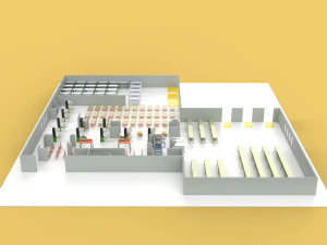 EQUIPMENT LAYOUT WORKSHOP LINE FACTORY INDUSTRIAL FLOOR PLAN 3D Model