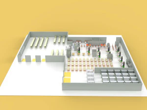 EQUIPMENT LAYOUT WORKSHOP LINE FACTORY INDUSTRIAL FLOOR PLAN 3D Model