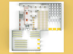 EQUIPMENT LAYOUT WORKSHOP LINE FACTORY INDUSTRIAL FLOOR PLAN 3D Model
