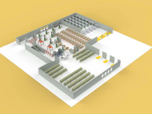 EQUIPMENT LAYOUT WORKSHOP LINE FACTORY INDUSTRIAL FLOOR PLAN 3D Model