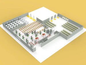 EQUIPMENT LAYOUT WORKSHOP LINE FACTORY INDUSTRIAL FLOOR PLAN 3D Model