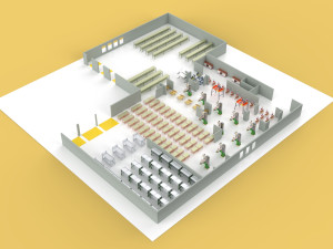 EQUIPMENT LAYOUT WORKSHOP LINE FACTORY INDUSTRIAL FLOOR PLAN Modelo 3D