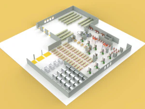EQUIPMENT LAYOUT WORKSHOP LINE FACTORY INDUSTRIAL FLOOR PLAN 3D Model