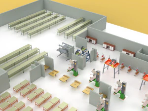 EQUIPMENT LAYOUT WORKSHOP LINE FACTORY INDUSTRIAL FLOOR PLAN 3D Model
