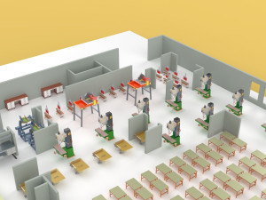 EQUIPMENT LAYOUT WORKSHOP LINE FACTORY INDUSTRIAL FLOOR PLAN Modelo 3D