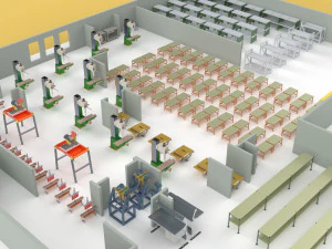 EQUIPMENT LAYOUT WORKSHOP LINE FACTORY INDUSTRIAL FLOOR PLAN 3D Model