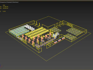 EQUIPMENT LAYOUT WORKSHOP LINE FACTORY INDUSTRIAL FLOOR PLAN 3D Model