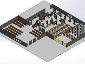 EQUIPMENT LAYOUT WORKSHOP LINE FACTORY INDUSTRIAL FLOOR PLAN 3D Model