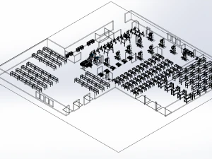 EQUIPMENT LAYOUT WORKSHOP LINE FACTORY INDUSTRIAL FLOOR PLAN 3D Model
