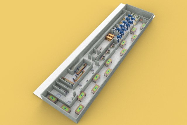 PRODUCTION LINE LAYOUT WORKSHOP FACTORY INDUSTRIAL FLOOR PLAN 3D-Modell .c4d .max .obj .3ds .fbx .stl .blend 