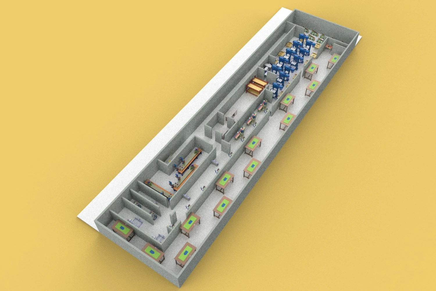 PRODUCTION LINE LAYOUT WORKSHOP FACTORY INDUSTRIAL FLOOR PLAN 3D Model .c4d .max .obj .3ds .fbx .stl .blend 