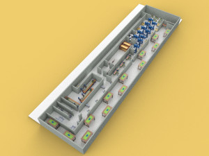 PRODUCTION LINE LAYOUT WORKSHOP FACTORY INDUSTRIAL FLOOR PLAN 3D Model