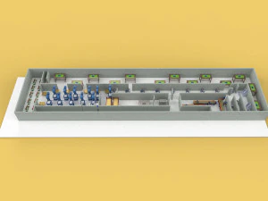 PRODUCTION LINE LAYOUT WORKSHOP FACTORY INDUSTRIAL FLOOR PLAN 3D Model