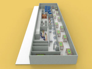 PRODUCTION LINE LAYOUT WORKSHOP FACTORY INDUSTRIAL FLOOR PLAN 3D Model