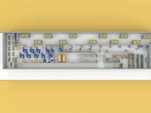 PRODUCTION LINE LAYOUT WORKSHOP FACTORY INDUSTRIAL FLOOR PLAN 3D Model