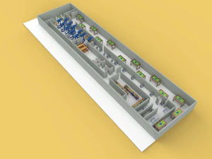 PRODUCTION LINE LAYOUT WORKSHOP FACTORY INDUSTRIAL FLOOR PLAN 3D Model