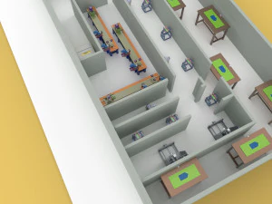 PRODUCTION LINE LAYOUT WORKSHOP FACTORY INDUSTRIAL FLOOR PLAN 3D Model