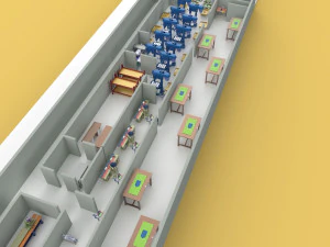 PRODUCTION LINE LAYOUT WORKSHOP FACTORY INDUSTRIAL FLOOR PLAN 3D Model