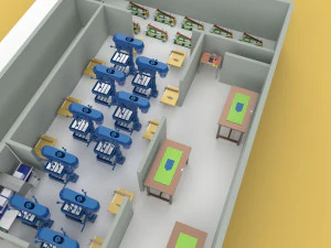 PRODUCTION LINE LAYOUT WORKSHOP FACTORY INDUSTRIAL FLOOR PLAN 3D Model