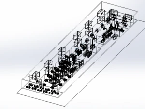 PRODUCTION LINE LAYOUT WORKSHOP FACTORY INDUSTRIAL FLOOR PLAN 3D Model