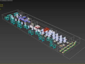 PRODUCTION LINE LAYOUT WORKSHOP FACTORY INDUSTRIAL FLOOR PLAN 3D Model