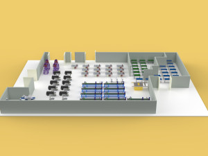 FLOOR PRODUCTION PLAN WORKSHOP LINE FACTORY LAYOUT INDUSTRIAL 3D Model
