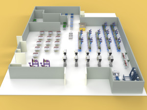 FLOOR PRODUCTION PLAN WORKSHOP LINE FACTORY LAYOUT INDUSTRIAL 3D Model