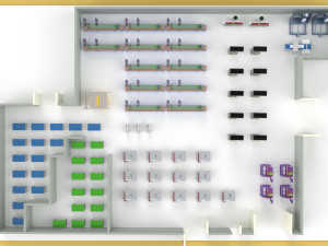 FLOOR PRODUCTION PLAN WORKSHOP LINE FACTORY LAYOUT INDUSTRIAL 3D Model