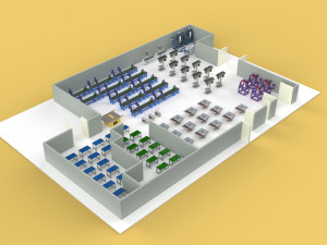 FLOOR PRODUCTION PLAN WORKSHOP LINE FACTORY LAYOUT INDUSTRIAL 3D Model