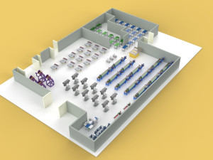 FLOOR PRODUCTION PLAN WORKSHOP LINE FACTORY LAYOUT INDUSTRIAL 3D Model
