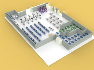 FLOOR PRODUCTION PLAN WORKSHOP LINE FACTORY LAYOUT INDUSTRIAL 3D Model