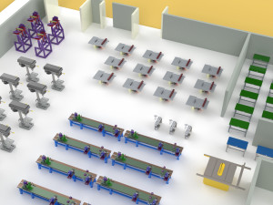 FLOOR PRODUCTION PLAN WORKSHOP LINE FACTORY LAYOUT INDUSTRIAL 3D Model