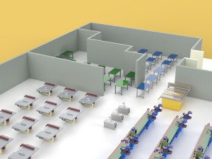 FLOOR PRODUCTION PLAN WORKSHOP LINE FACTORY LAYOUT INDUSTRIAL 3D Model