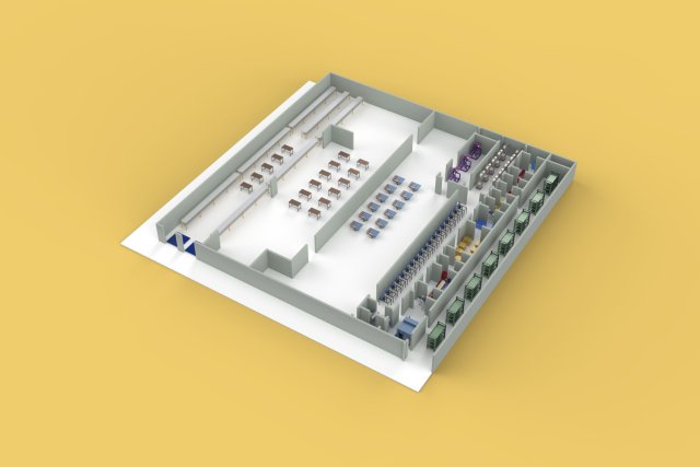 ASSEMBLING WORKSHOP LINE FACTORY INDUSTRIAL FLOOR PLAN PRODUCTION 3D मॉडल .c4d .max .obj .3ds .fbx .stl .blend 