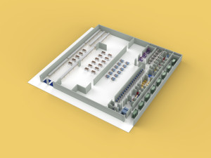 ASSEMBLING WORKSHOP LINE FACTORY INDUSTRIAL FLOOR PLAN PRODUCTION 3D Model