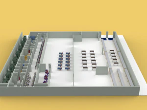 ASSEMBLING WORKSHOP LINE FACTORY INDUSTRIAL FLOOR PLAN PRODUCTION 3D Model