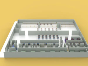 ASSEMBLING WORKSHOP LINE FACTORY INDUSTRIAL FLOOR PLAN PRODUCTION 3D Model