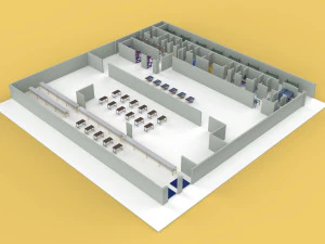 ASSEMBLING WORKSHOP LINE FACTORY INDUSTRIAL FLOOR PLAN PRODUCTION 3D Model