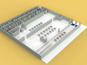ASSEMBLING WORKSHOP LINE FACTORY INDUSTRIAL FLOOR PLAN PRODUCTION 3D Model