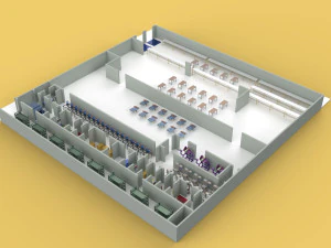 ASSEMBLING WORKSHOP LINE FACTORY INDUSTRIAL FLOOR PLAN PRODUCTION 3D Model