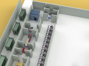 ASSEMBLING WORKSHOP LINE FACTORY INDUSTRIAL FLOOR PLAN PRODUCTION 3D Model