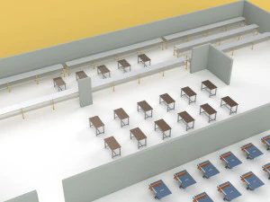 ASSEMBLING WORKSHOP LINE FACTORY INDUSTRIAL FLOOR PLAN PRODUCTION 3D Model